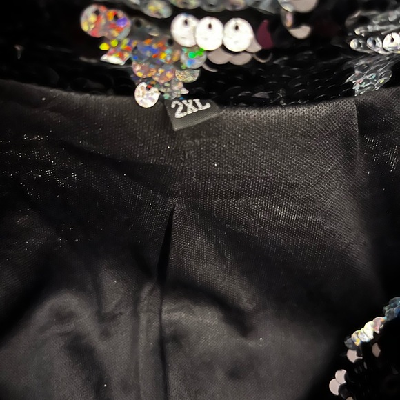 Black and Silver Sequin Suit with Lightning Pattern 2xl (see measurements) NWOT - Picture 5 of 7